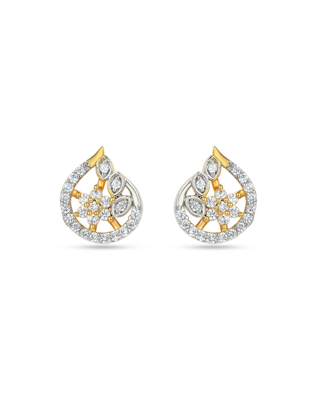 Floral Teardrop AD Stud Earrings