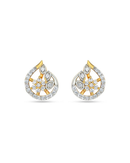 Floral Teardrop AD Stud Earrings