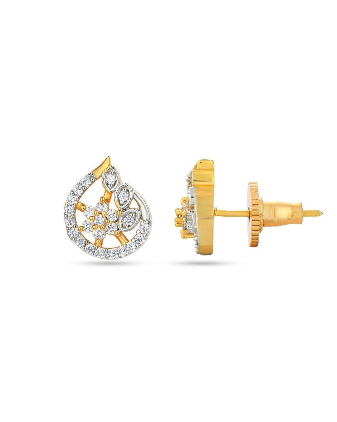 Floral Teardrop AD Stud Earrings