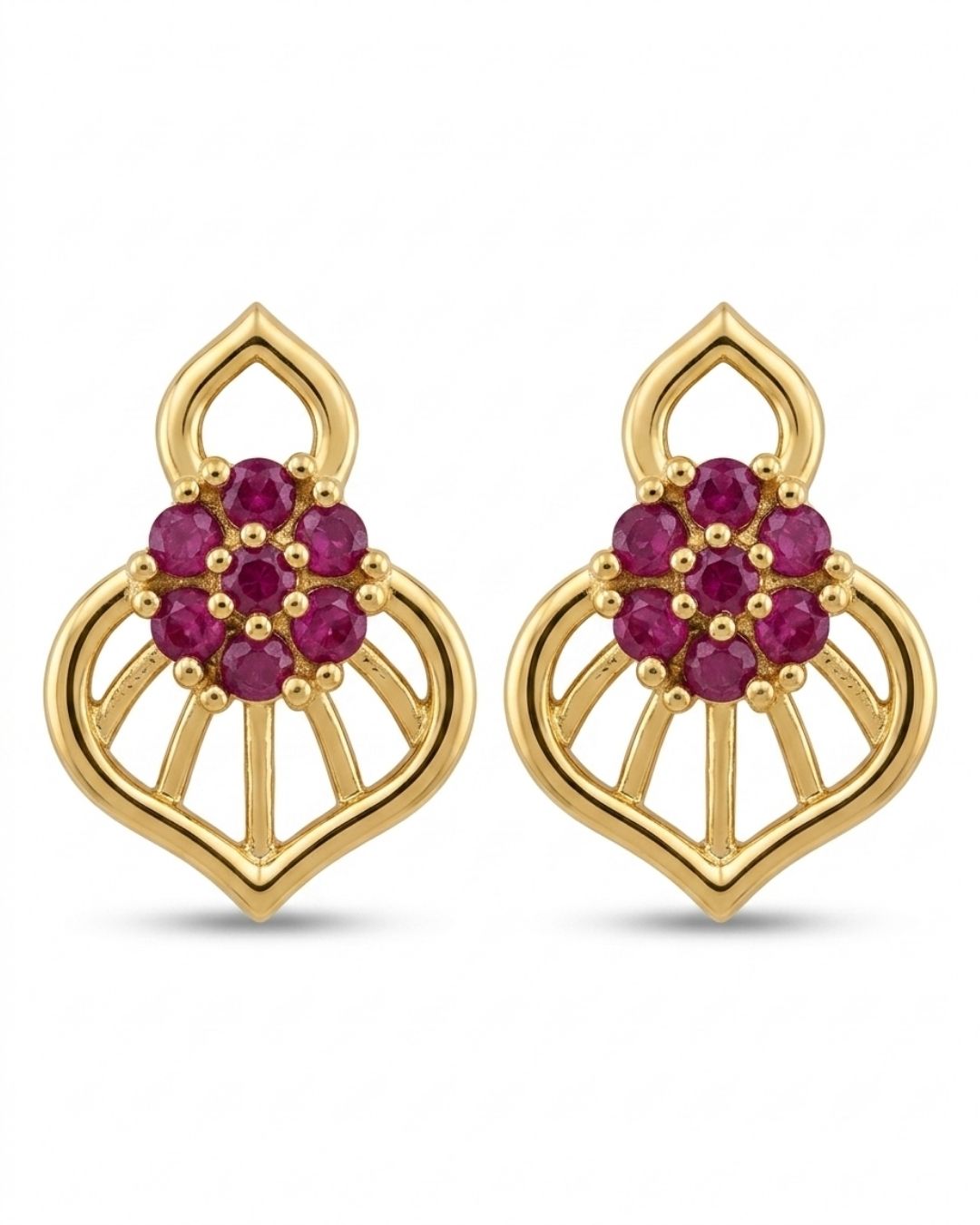 Pink Bloom Gold Finish AD Pendant Set