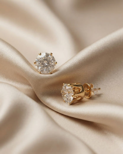 Anti Tarnish Solitaire Statement Stud Earrings