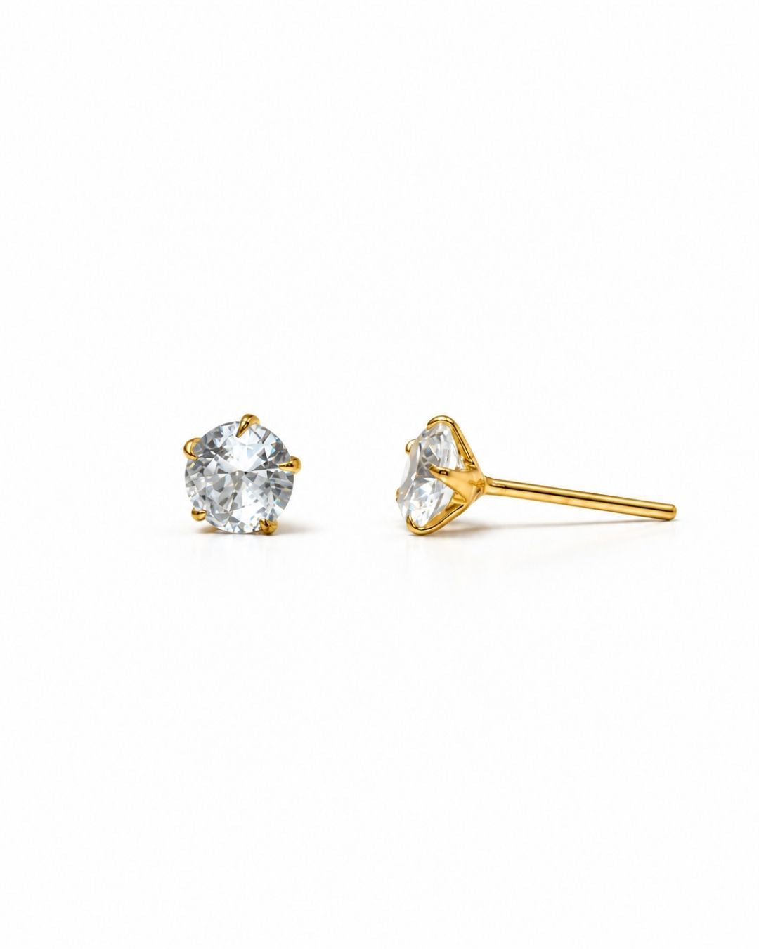 Anti Tarnish Round Solitaire Stud Earrings for Women (4-MM)