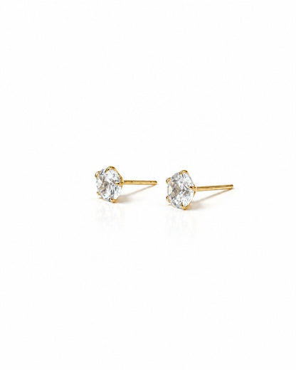 Anti Tarnish Round Solitaire Stud Earrings for Women (4-MM)