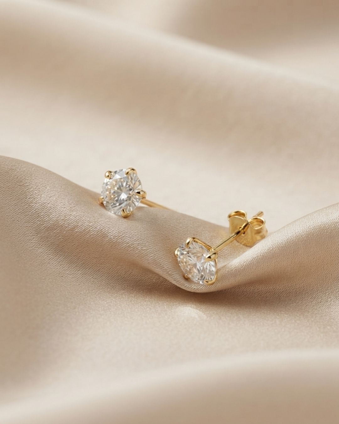 Anti Tarnish Round Solitaire Stud Earrings for Women (4-MM)