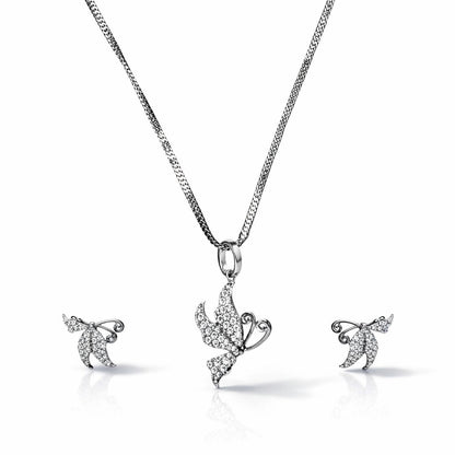 Butterfly Pendant Necklace with Matching Earrings