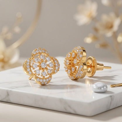 BELACI AD Gold Plated Jewellery – Floral Studs