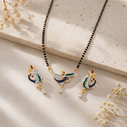 Designer Peacock American Diamond Mangalsutra Set