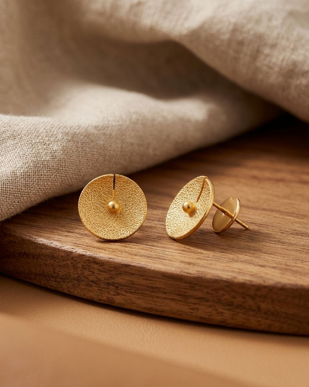 Anti-Tarnish Textured Round Disc Dangler Earrings for Women