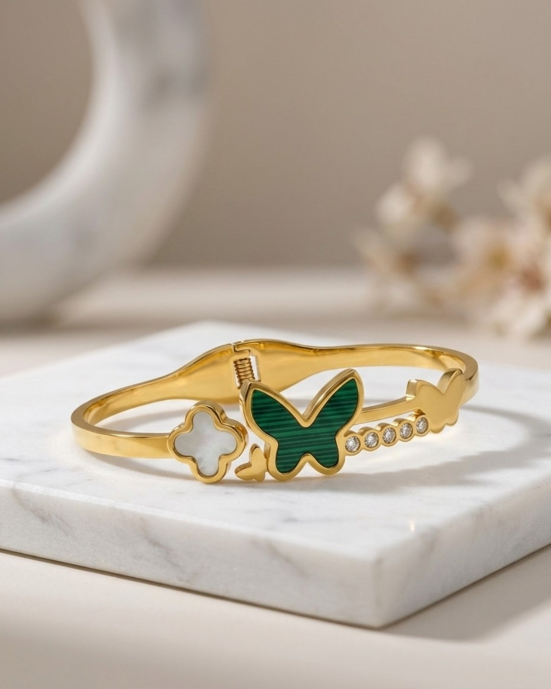 Green Butterfly Charm Bracelet for Women