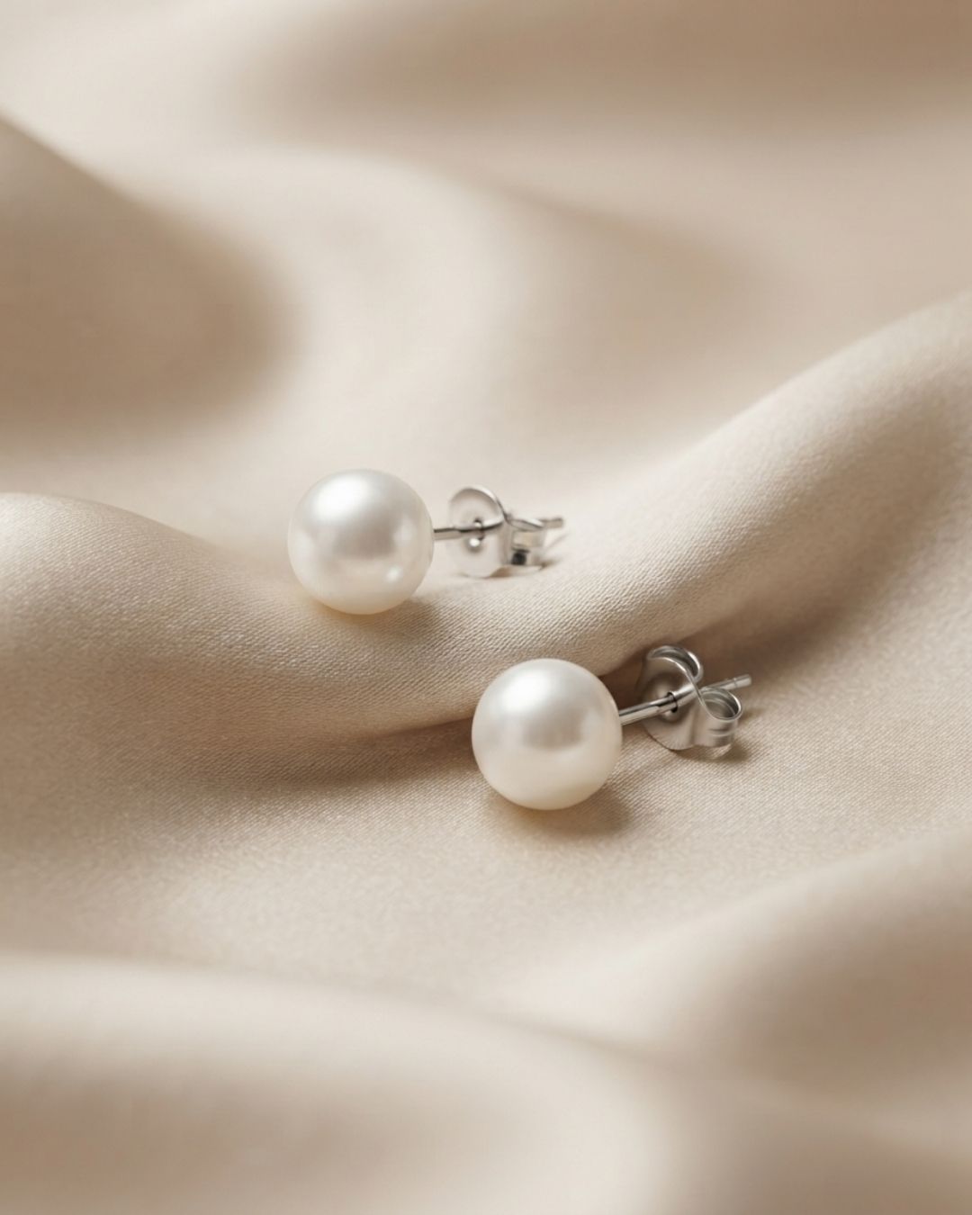 Anti Tarnish Pearl Stud Earrings for Women
