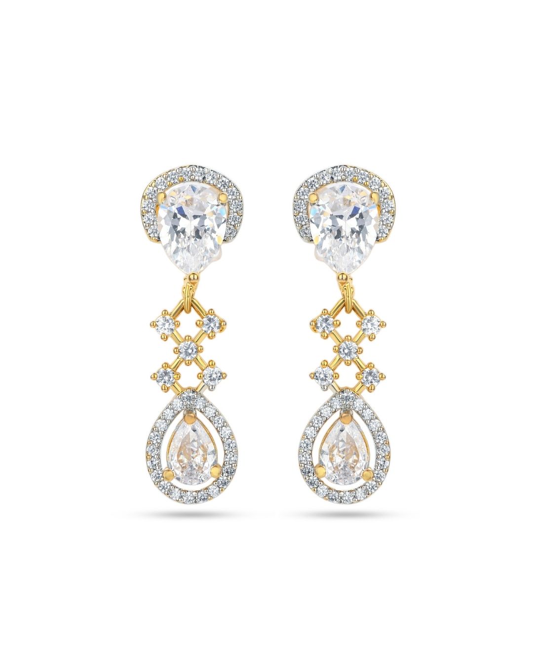 Pear Cut Diamond Look Designer Earrings