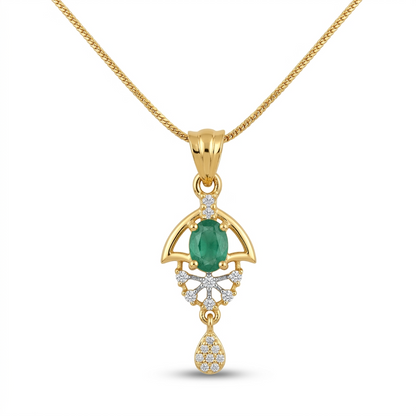 Green Halo Gold Plated Wedding Jewellery Pendant Set