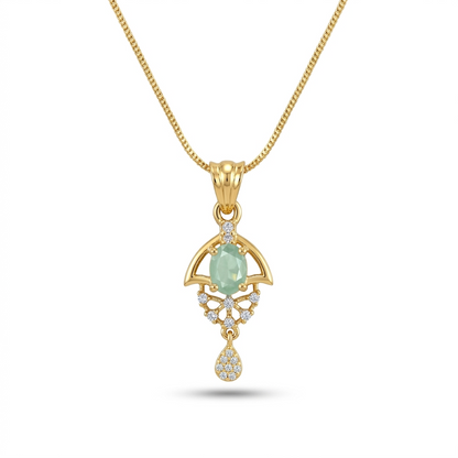 BELACI AD Brass Jewellery – Light Green Stone Pendant Set