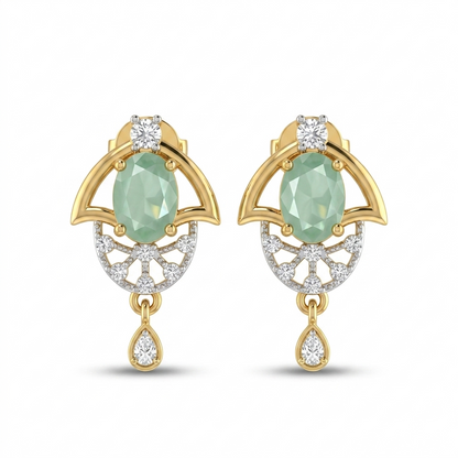 BELACI AD Brass Jewellery – Light Green Stone Pendant Set