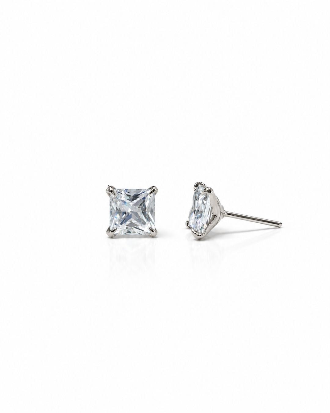 Anti Tarnish Silver Tone Square Stud Earrings