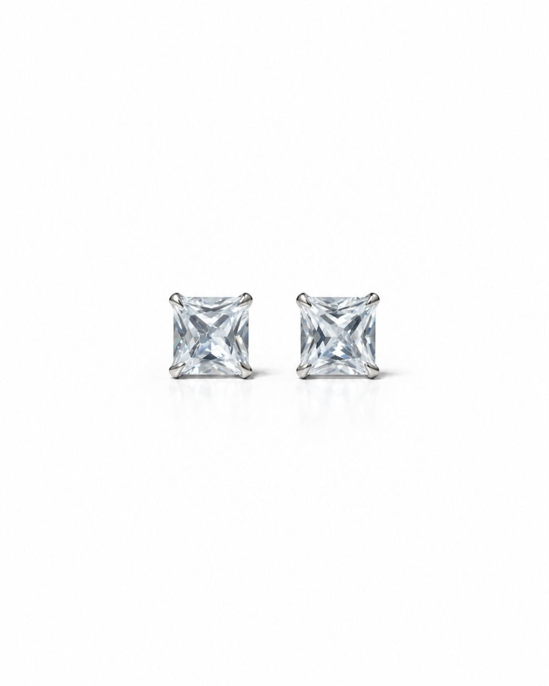 Anti Tarnish Silver Tone Square Stud Earrings