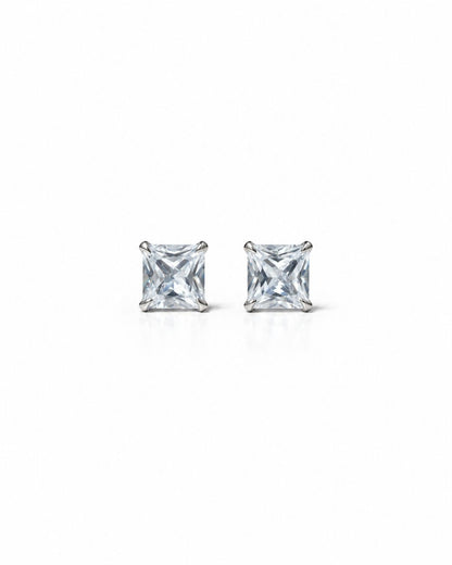 Anti Tarnish Silver Tone Square Stud Earrings