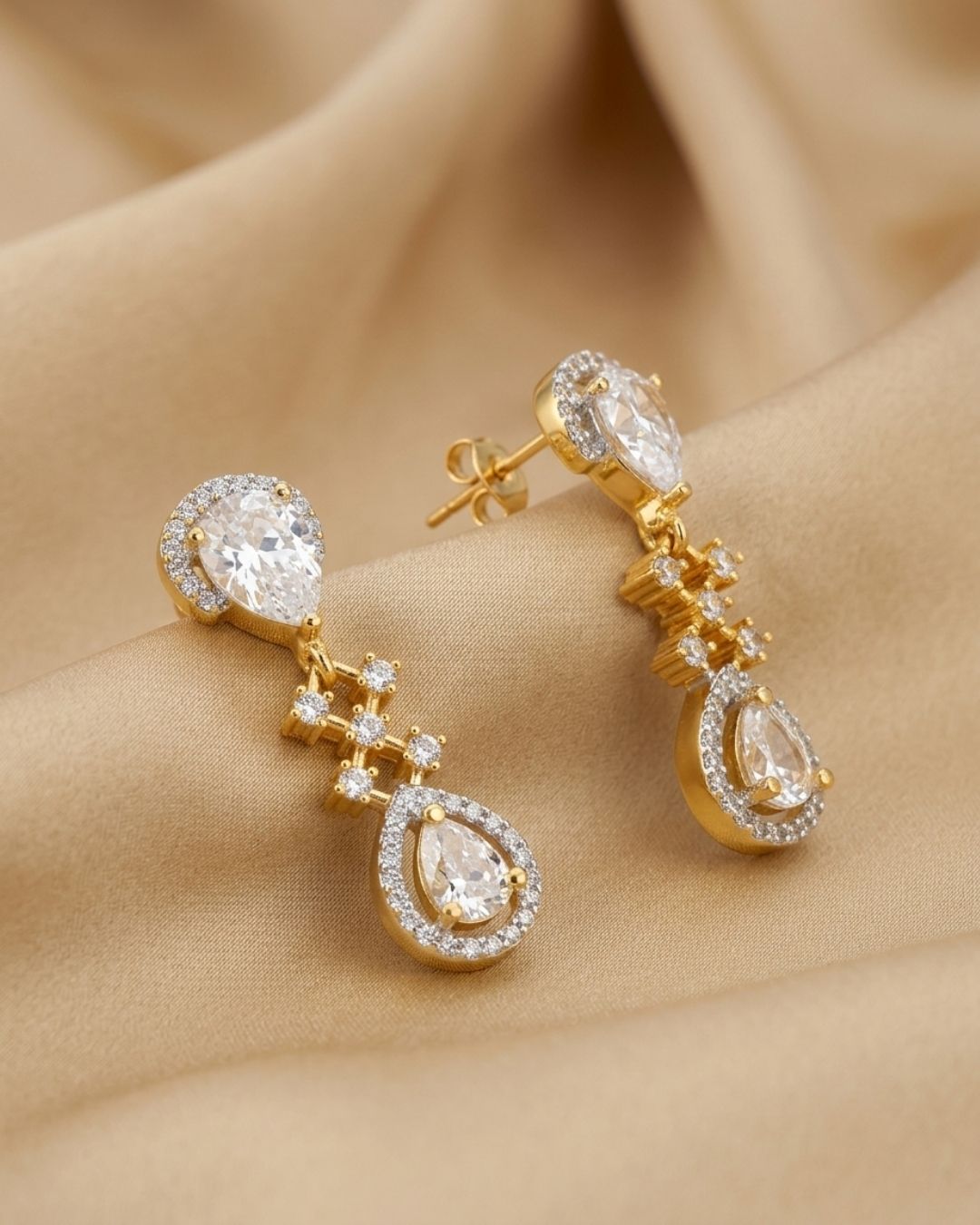 Pear Cut Diamond Look Designer Earrings