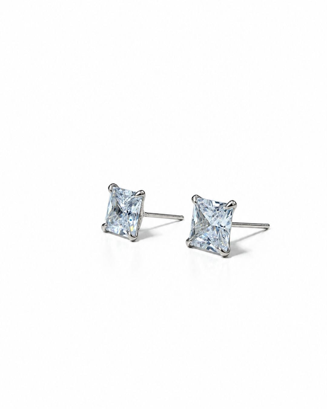 Anti Tarnish Silver Tone Square Stud Earrings