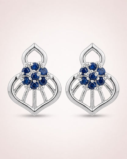 Blue Bloom Silver Finish AD Pendant Set