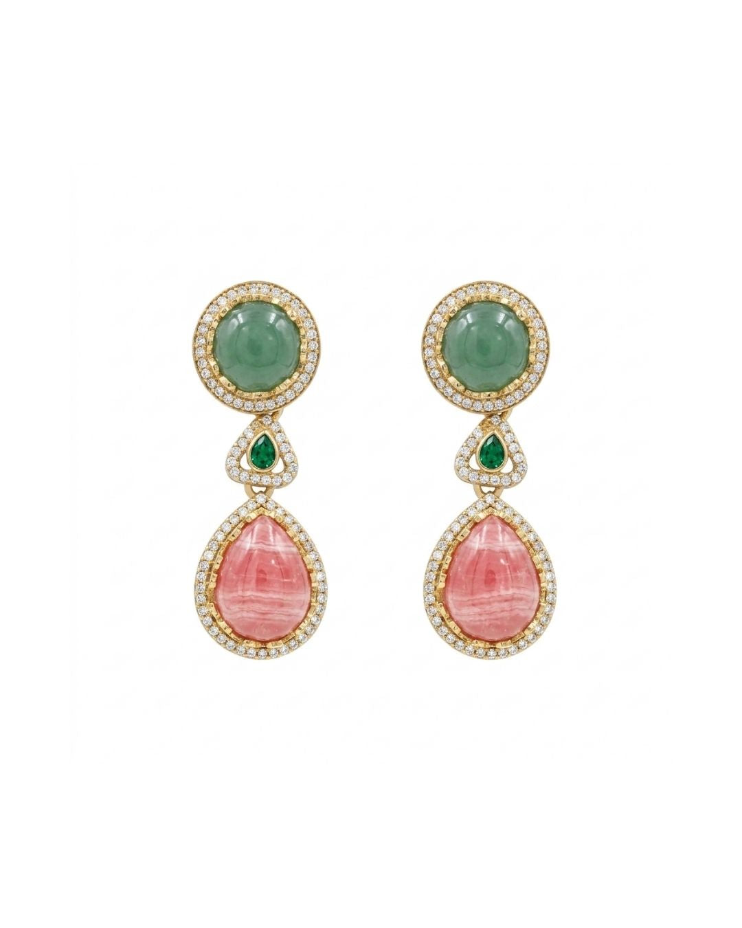 Sabyasachi Inspired Turkish Pota Necklace Set with Pink Statement Drops