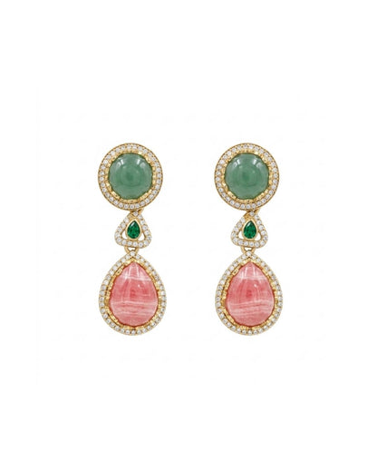 Sabyasachi Inspired Turkish Pota Necklace Set with Pink Statement Drops
