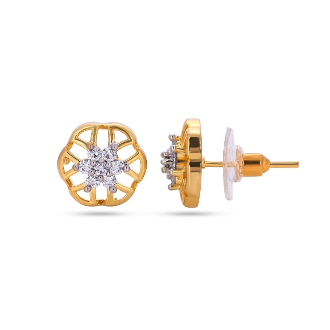 Belaci AD Gold Floral Diamond Studs for Women