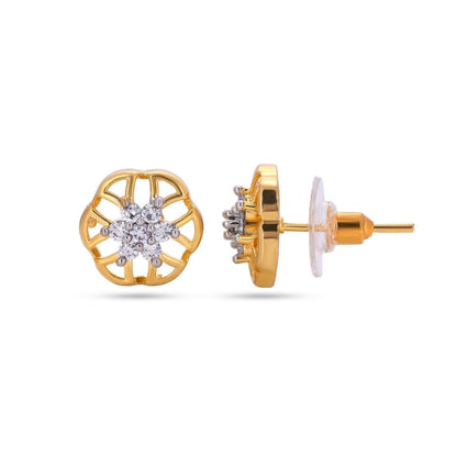 Belaci AD Gold Floral Diamond Studs for Women
