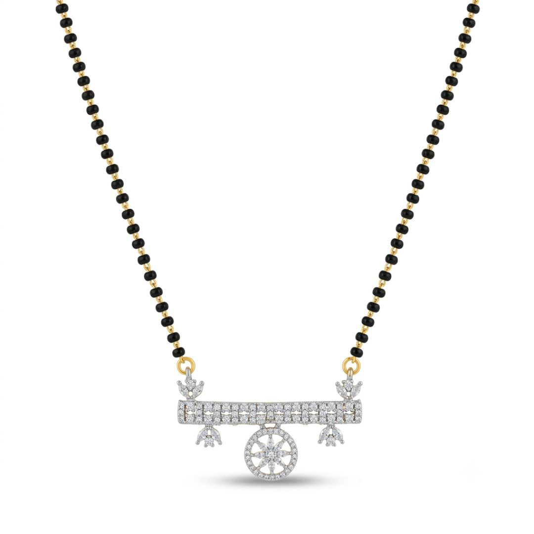 Stylish Silver Finish AD Mangalsutra Set