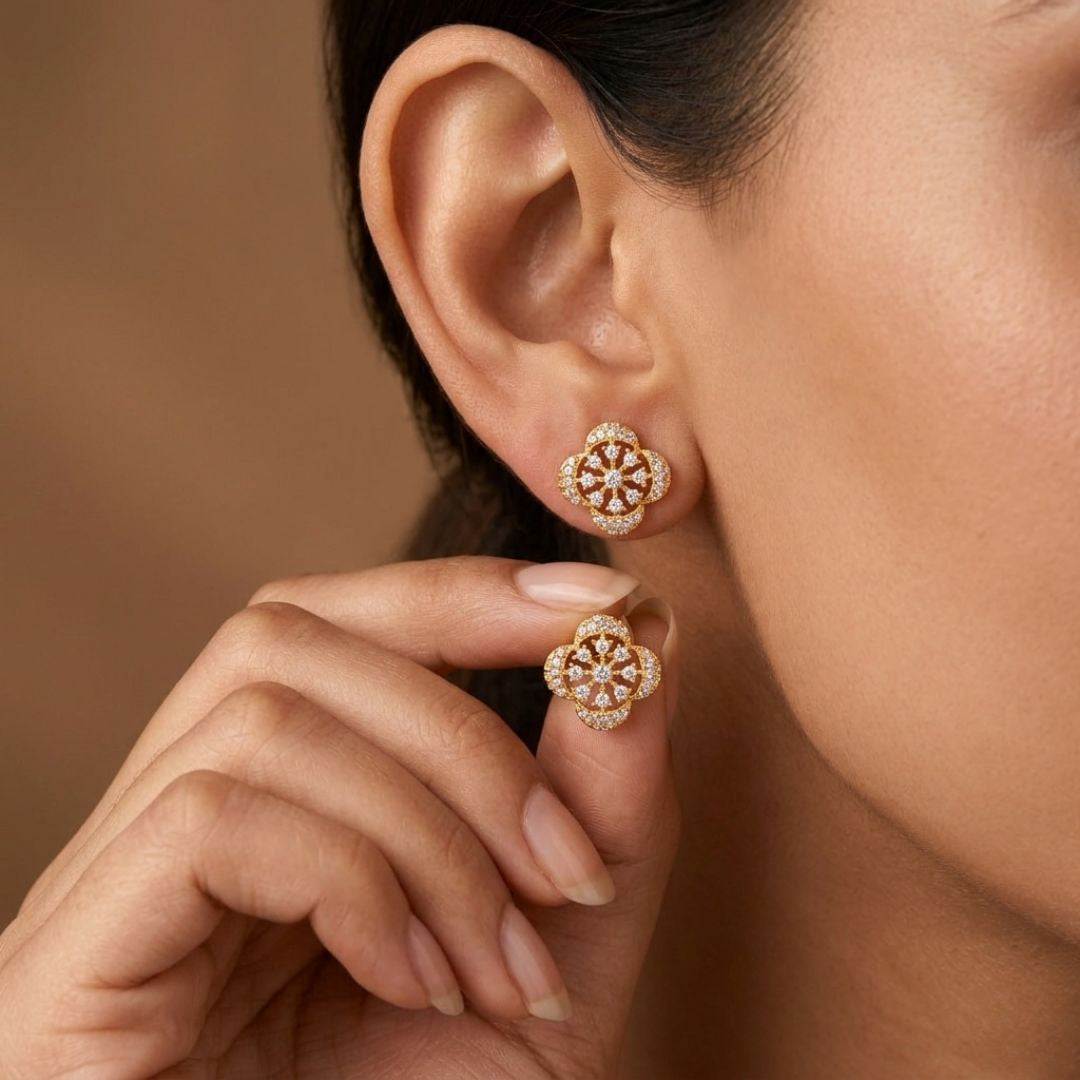 BELACI AD Gold Plated Jewellery – Floral Studs