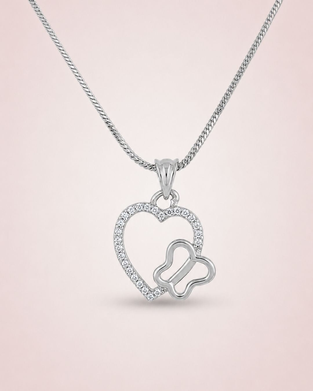 Heart & Butterfly Silver Finish Party Wear Pendant Set