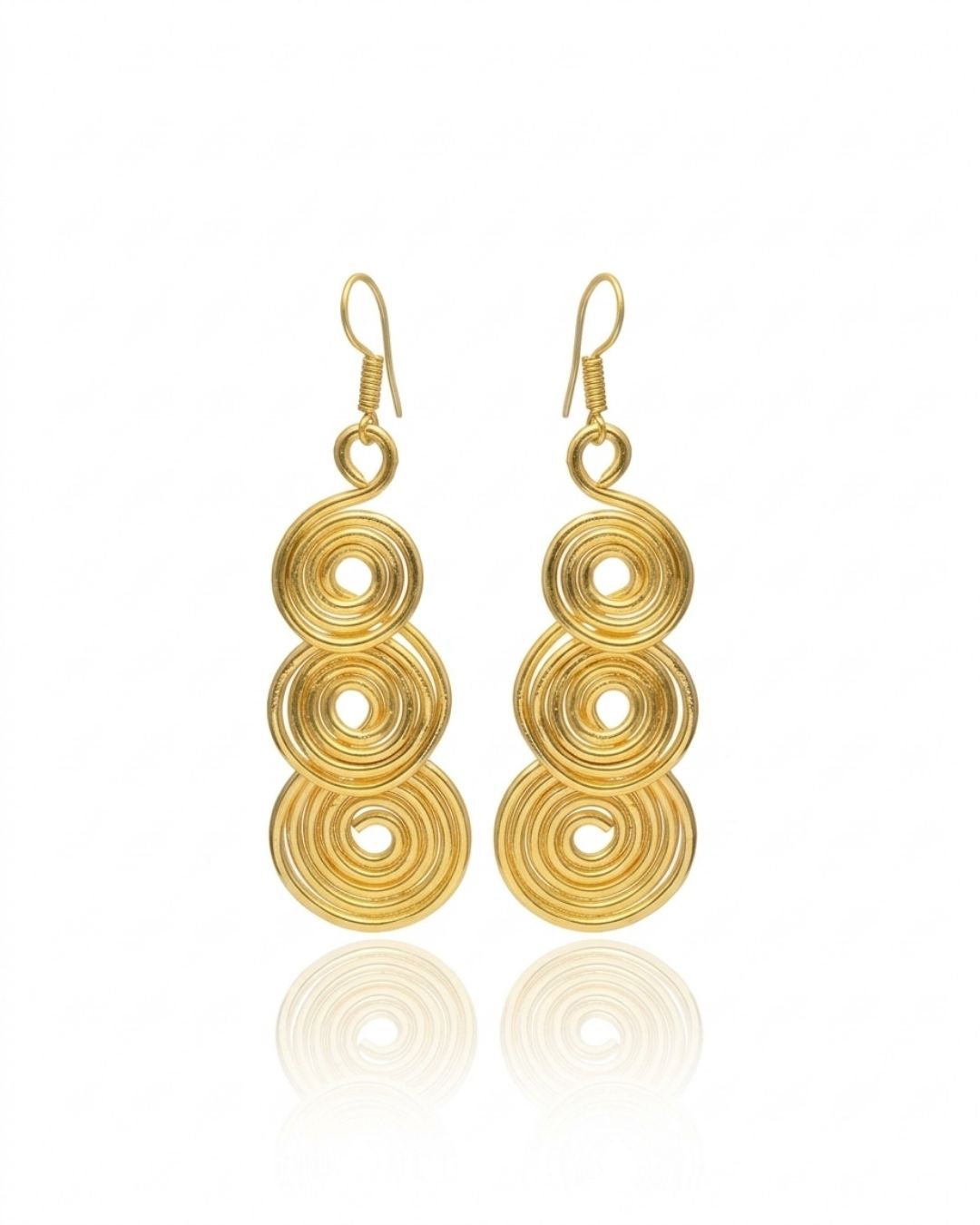 Geometric Spiral Circle Gold Dangler Earrings for Women