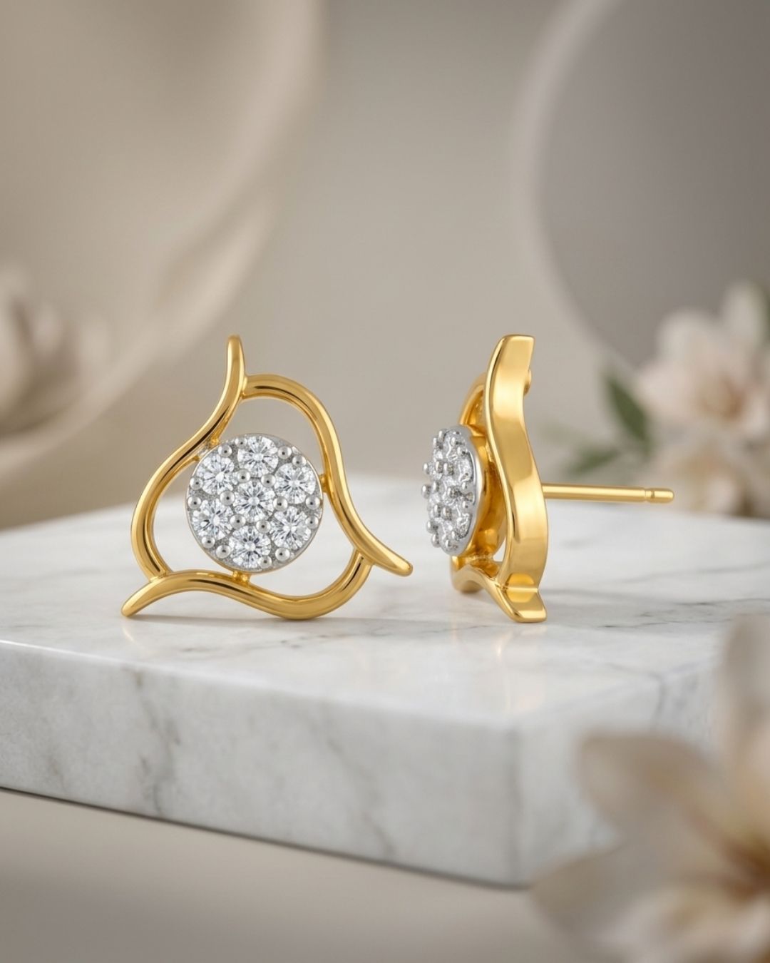 Designer American Diamond Stud Earrings for Women