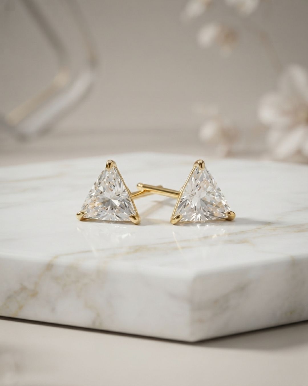 Anti Tarnish Triangular Stud Earrings for Women