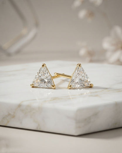 Anti Tarnish Triangular Stud Earrings for Women