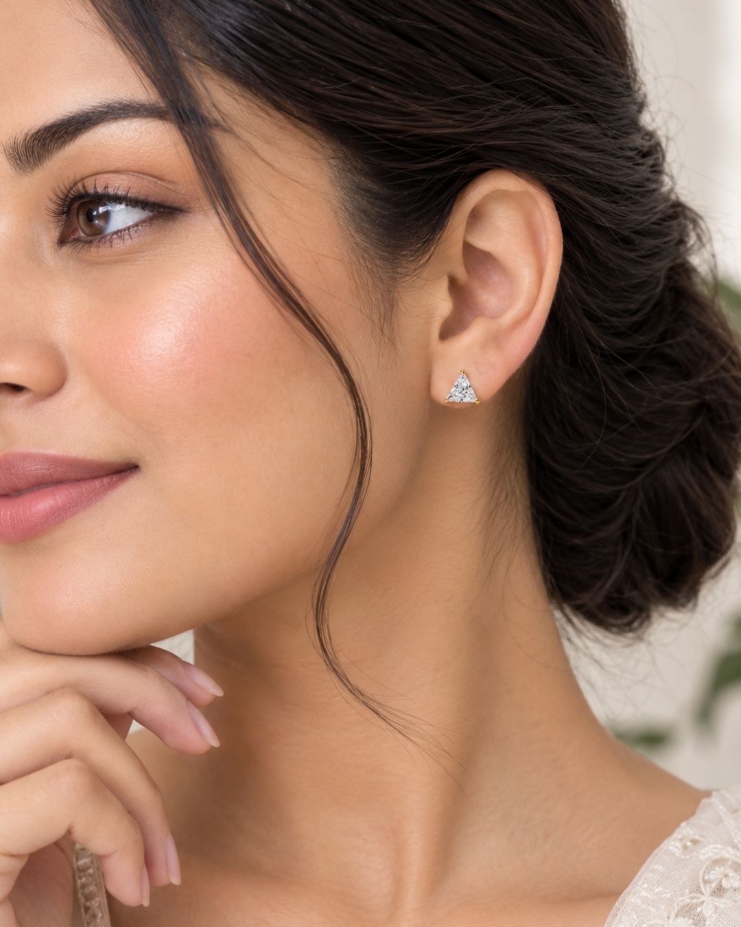 Anti Tarnish Triangular Stud Earrings for Women