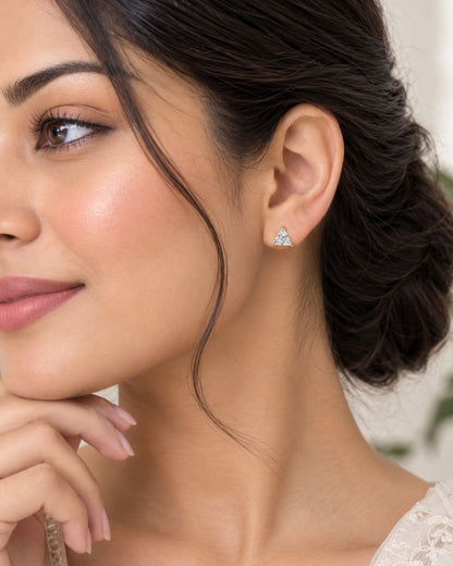 Anti Tarnish Triangular Stud Earrings for Women