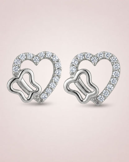 Heart & Butterfly Silver Finish Party Wear Pendant Set