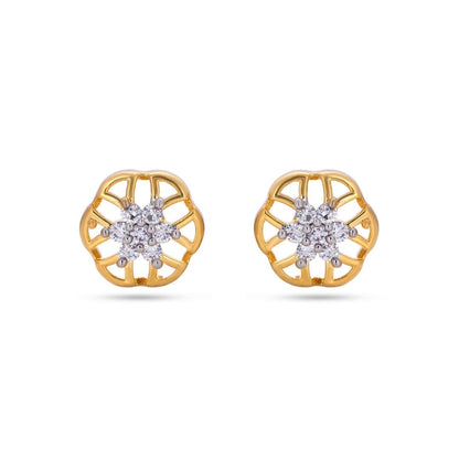 Belaci AD Gold Floral Diamond Studs for Women