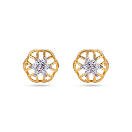 Belaci AD Gold Floral Diamond Studs for Women