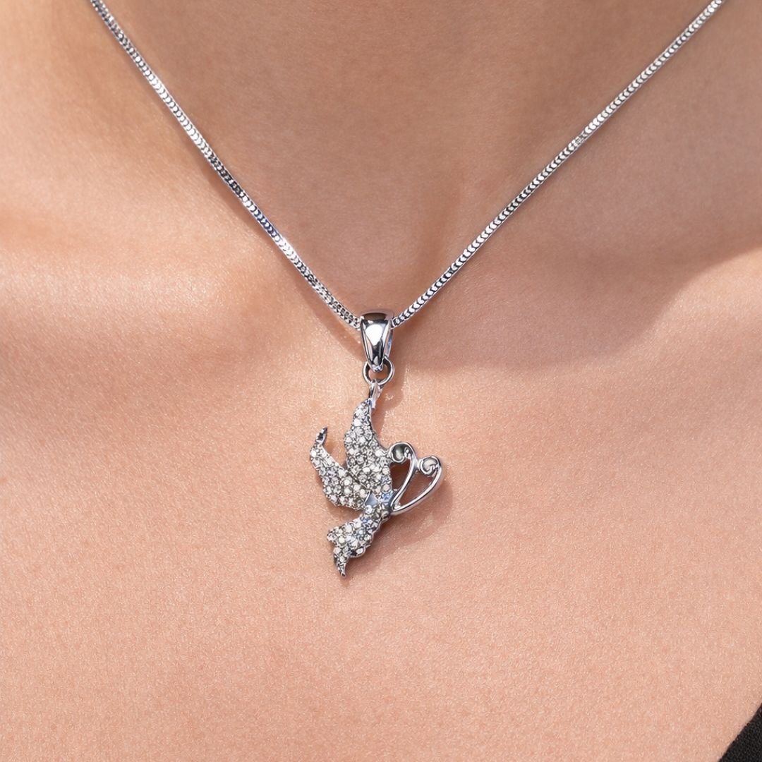 Butterfly Pendant Necklace with Matching Earrings