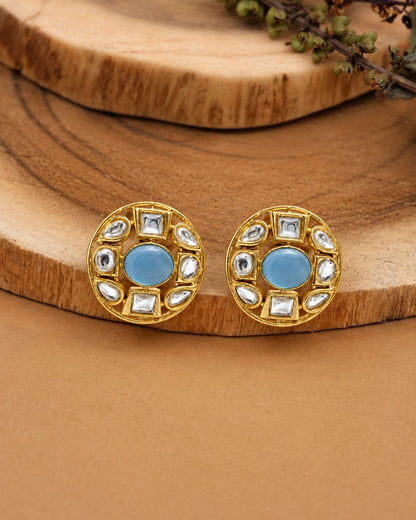 Victorian Style Blue monalisa karting Stone Stud Earrings