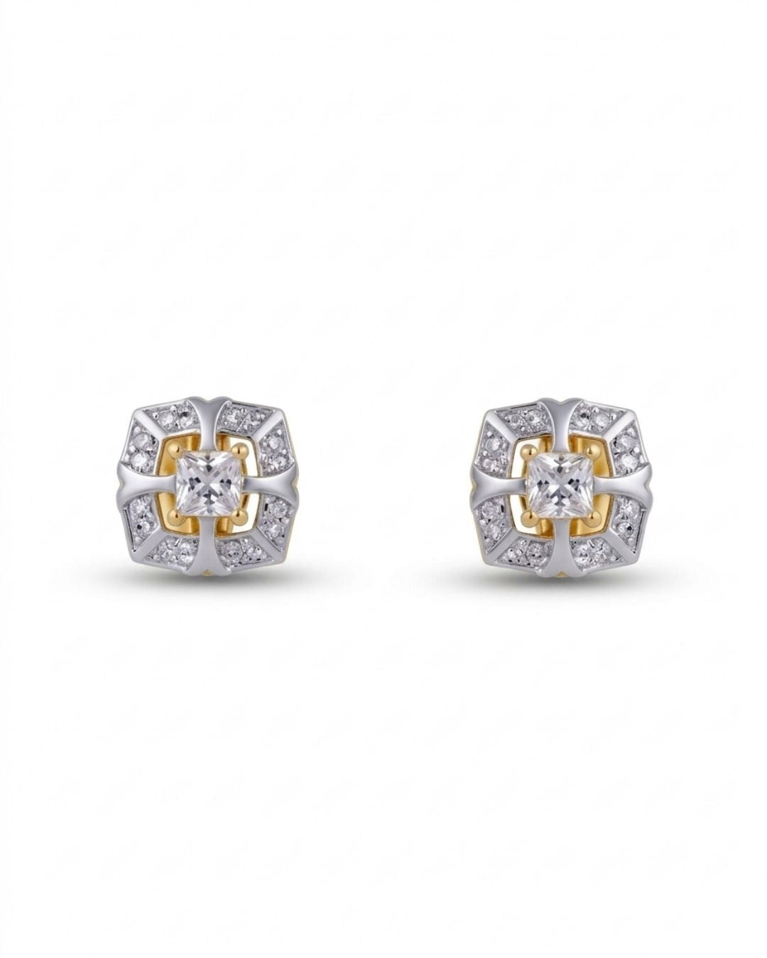 Radiant Dual-Tone Designer Stud Earrings