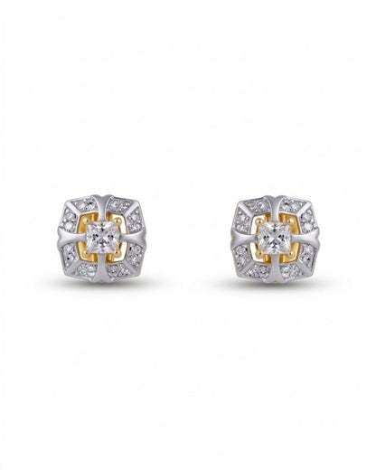 Radiant Dual-Tone Designer Stud Earrings