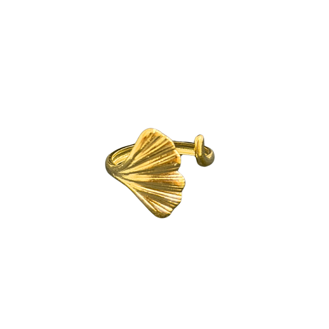 Gold shell-shaped Ring for Women on a white background