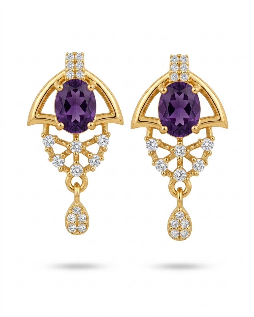 Purple Halo Gold Finish Wedding Jewellery Pendant Set