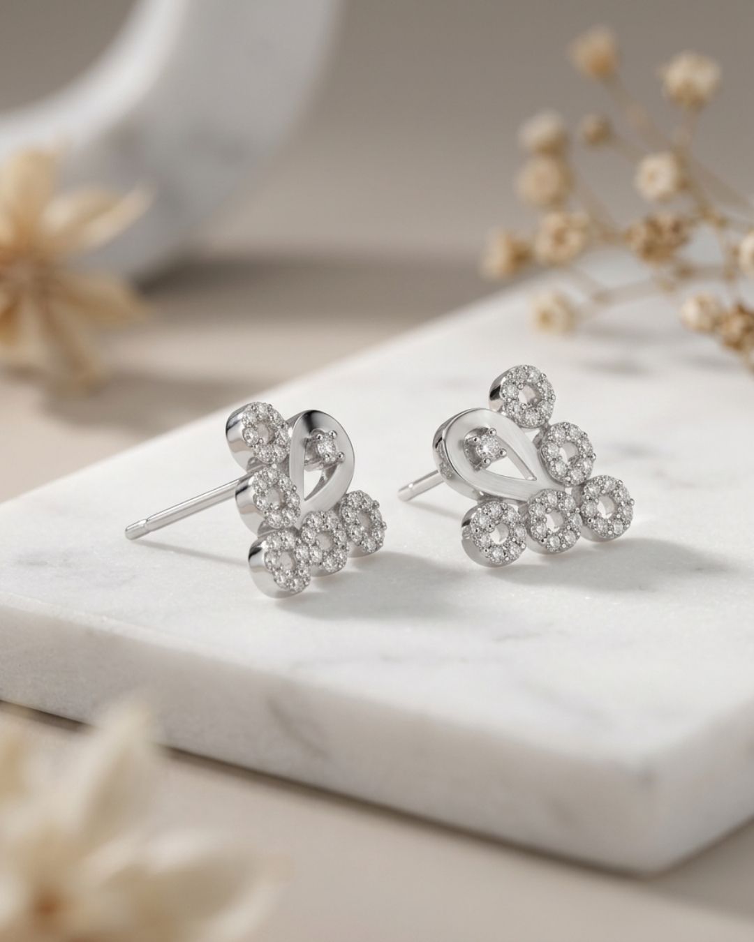 Pearl Halo Teardrop AD Stud Earrings