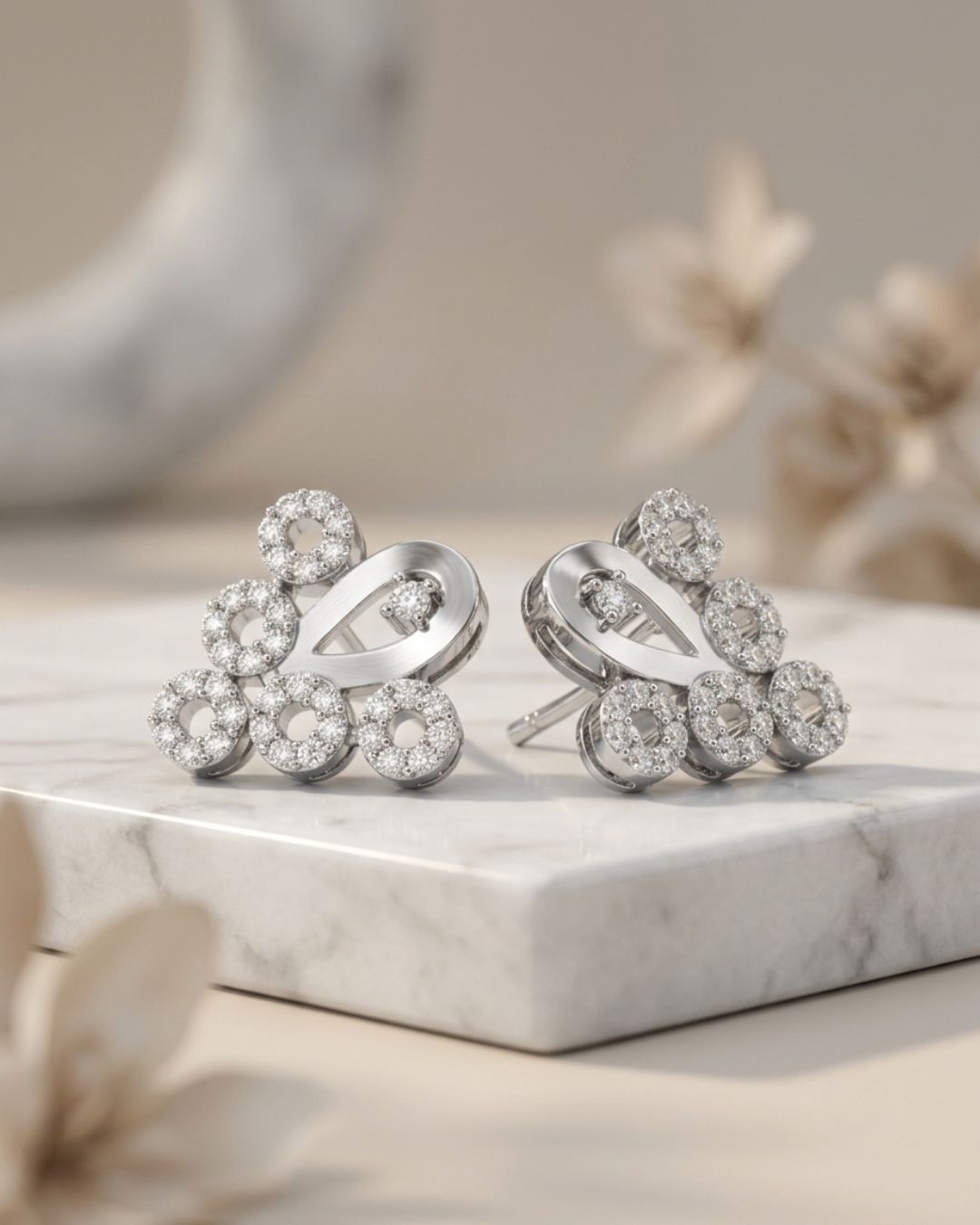 Pearl Halo Teardrop AD Stud Earrings