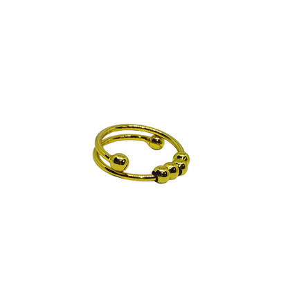 Gold hoop Ring for Women with green gemstones on a white background