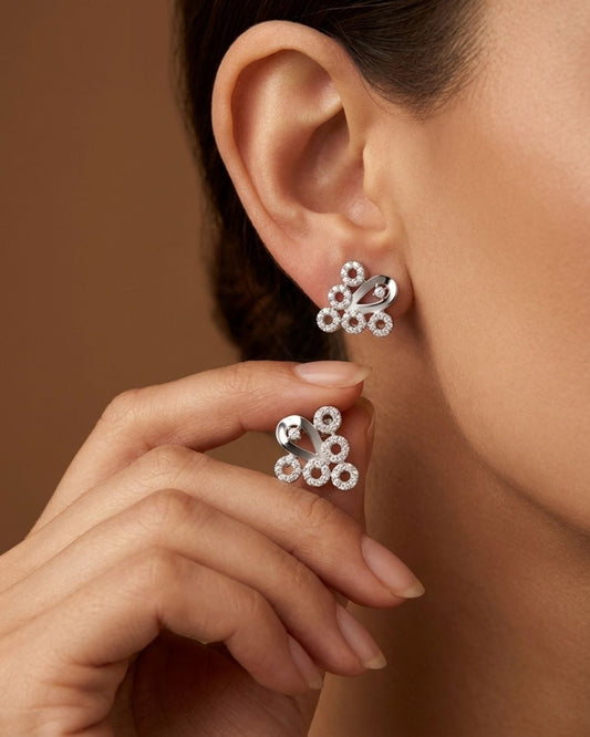 Pearl Halo Teardrop AD Stud Earrings